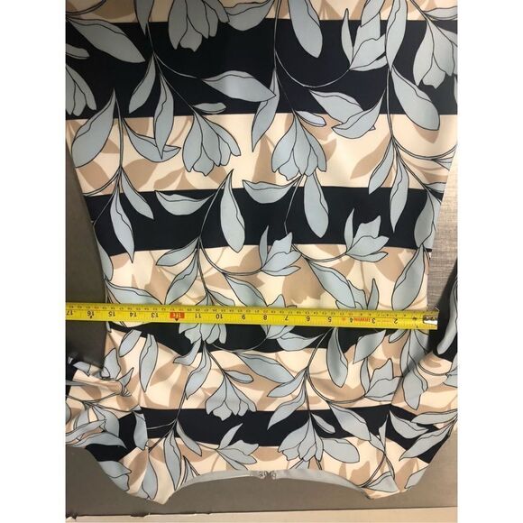 Vince Camuto Blue and Cream Striped Floral Midi Dress Size 2 - Picture 4 of 7